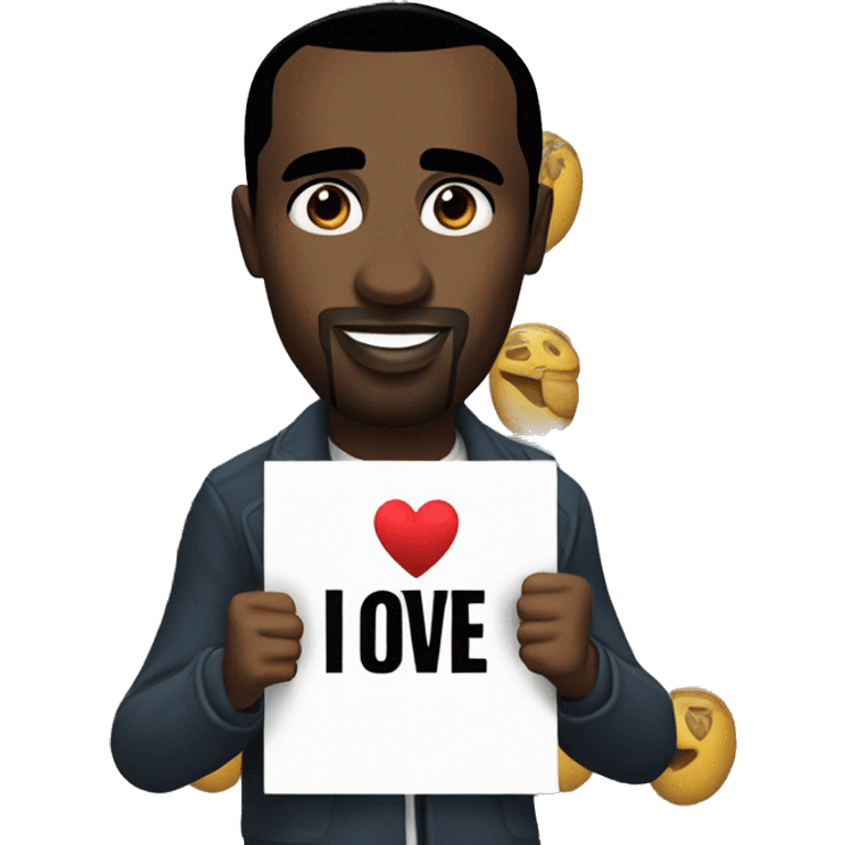 p diddy holding a sign that says “I ❤️ Danny” emoji