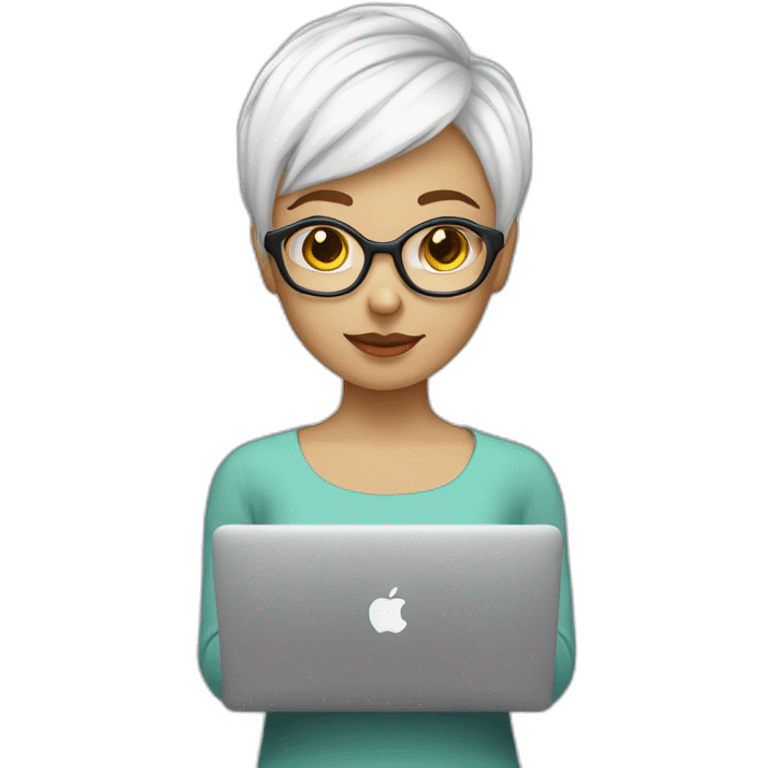 it-programmer-girl-white-short-hair-with-macbook-without-glasses emoji