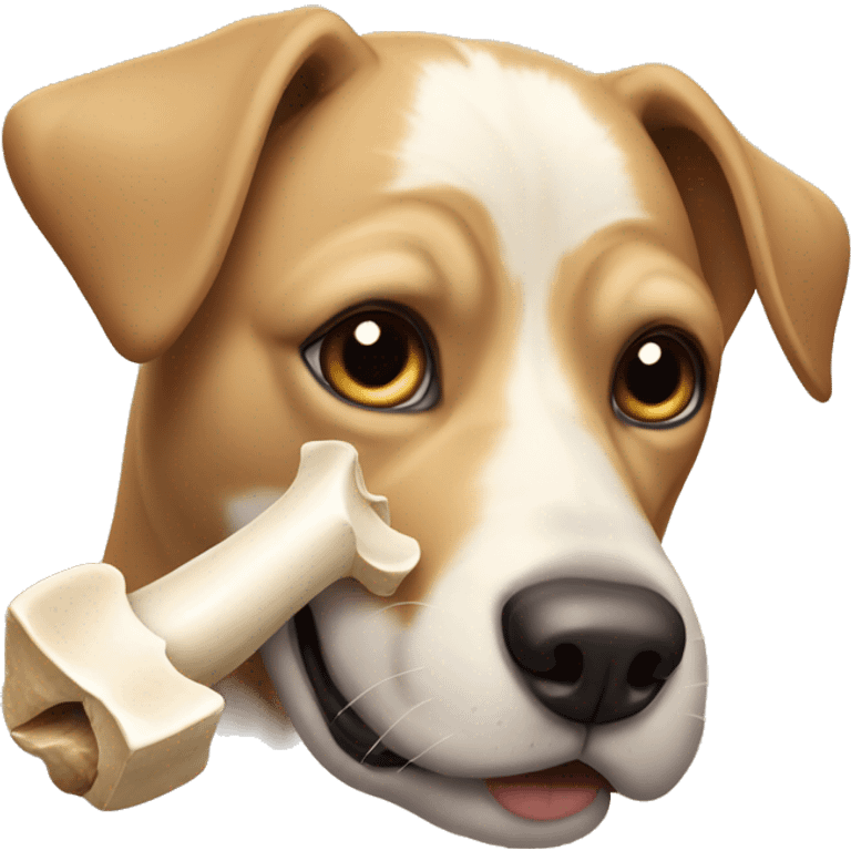 Dog with bone in mouth emoji