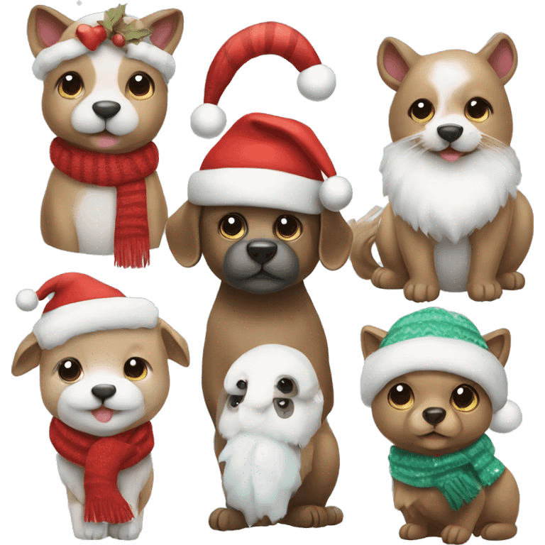 Cute christmas animals with Winter Accessoires  emoji