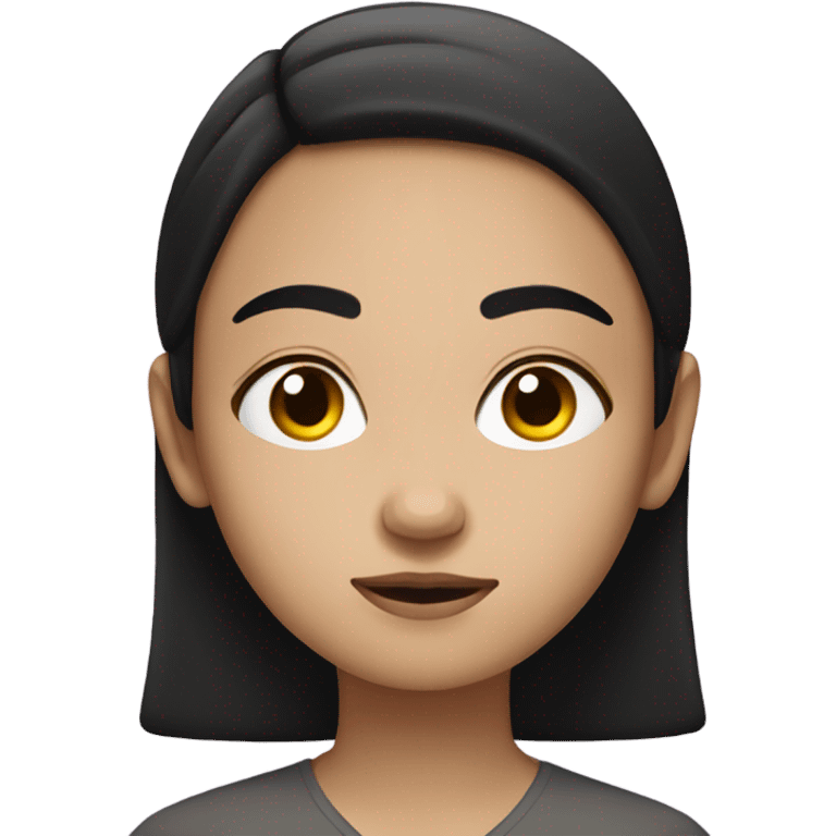 White teen girl with black hair meditating emoji