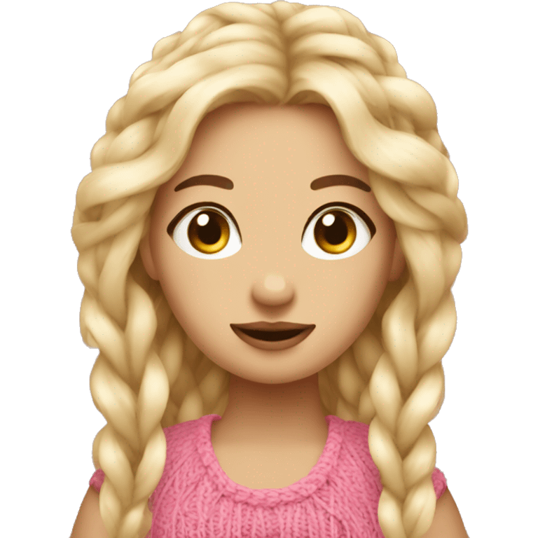 girl with yarn pink blond emoji