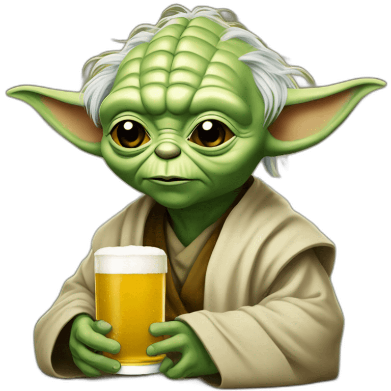 Yoda buvant une bière emoji