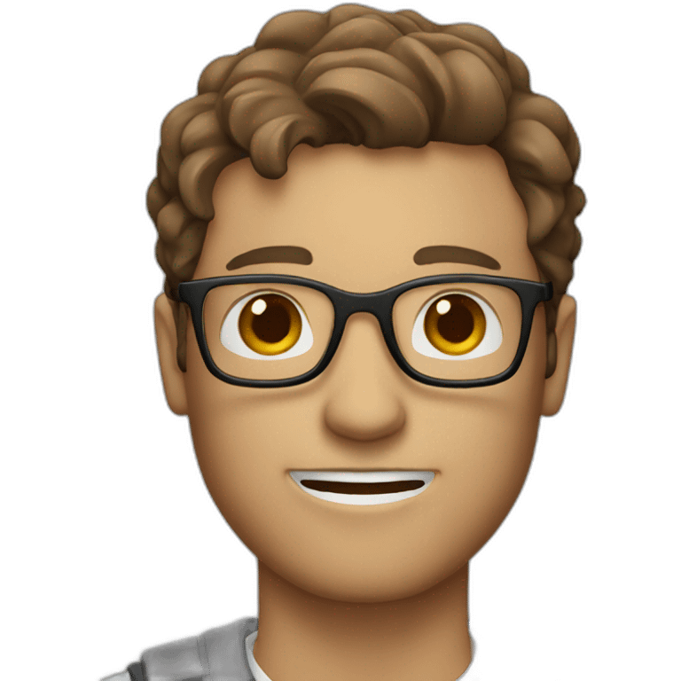 White Male with Brown Hair with Glasses Holding Popcorn emoji