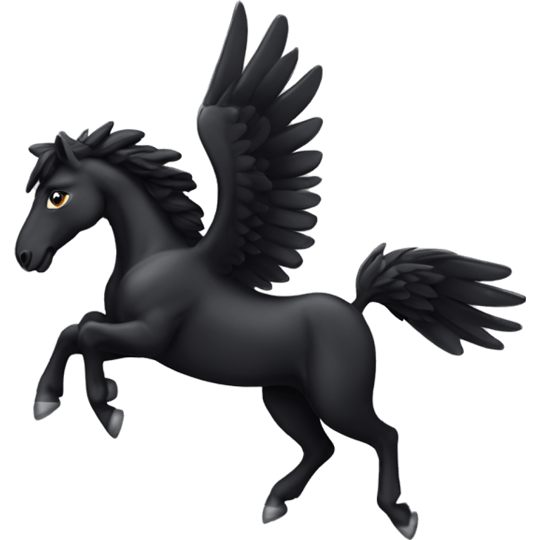 Sleek black Pegasus galloping with wings spread out emoji