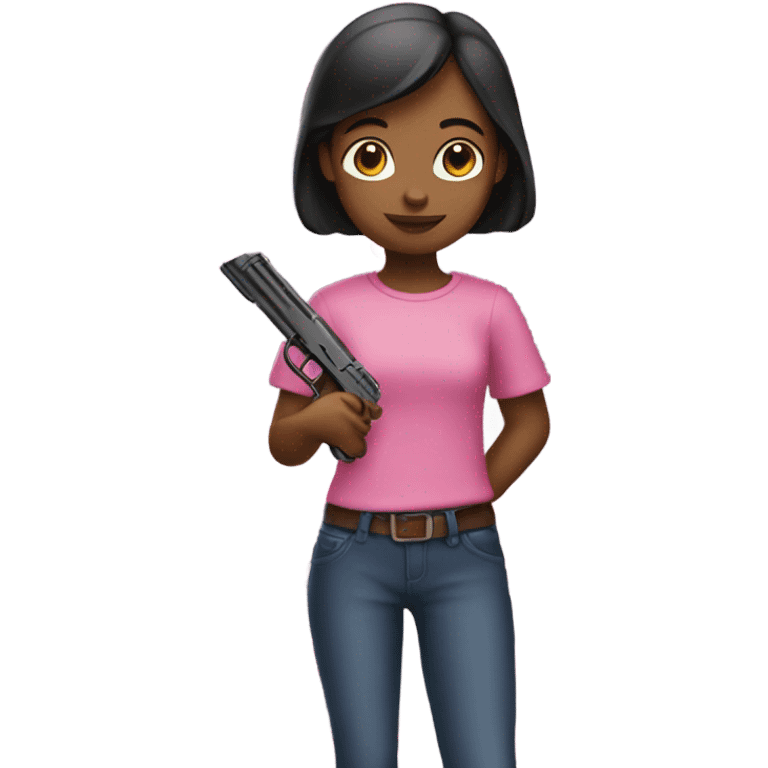 A girl holding a pink gun emoji