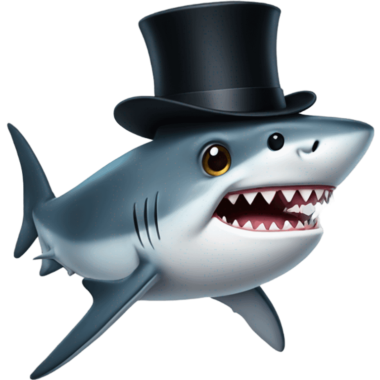 Shark with a top hat emoji