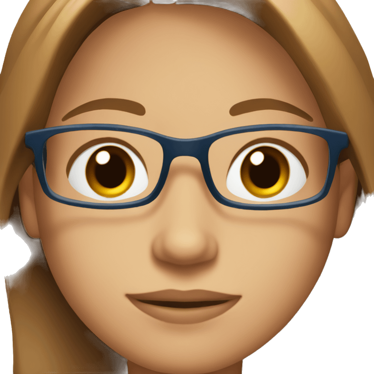 blue eyes, medium skin color, brown hair, glasses  emoji