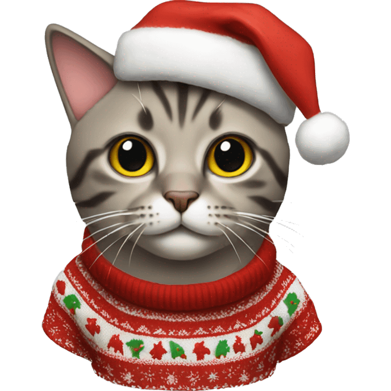 Cat wearing Christmas sweater  emoji