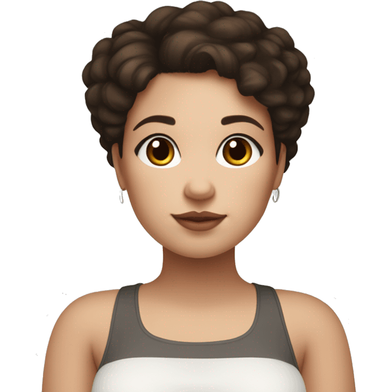 Plus size white skin girl with dark brown hair and brown eyes with white hamster  emoji