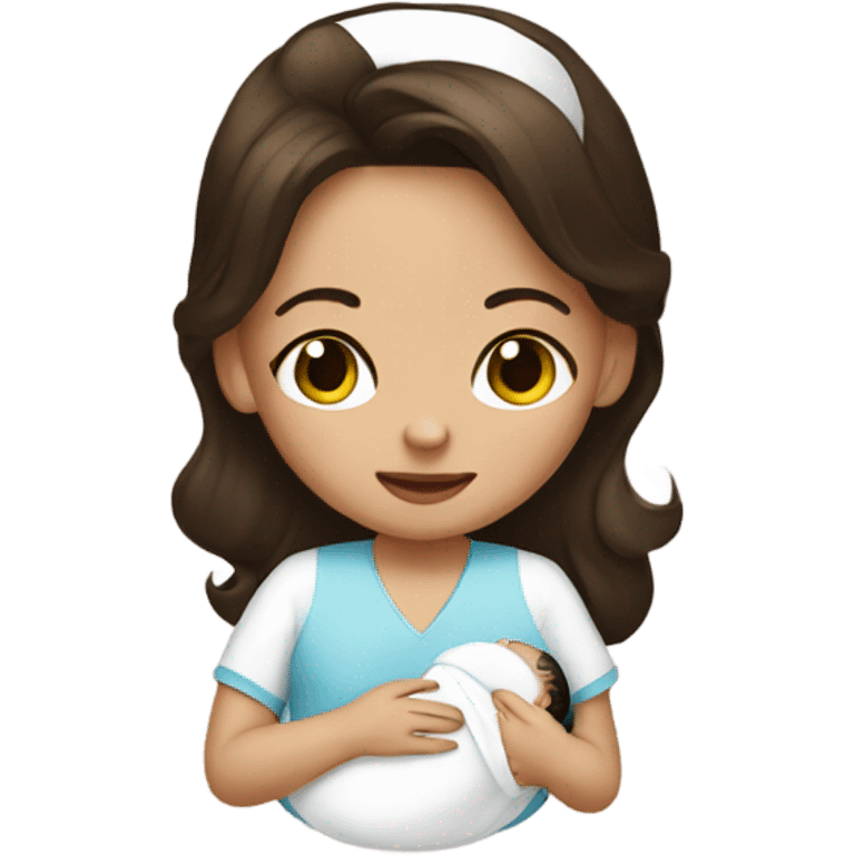 Brunette nursing baby emoji