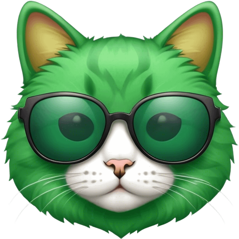 Cat with sunglasses green emoji