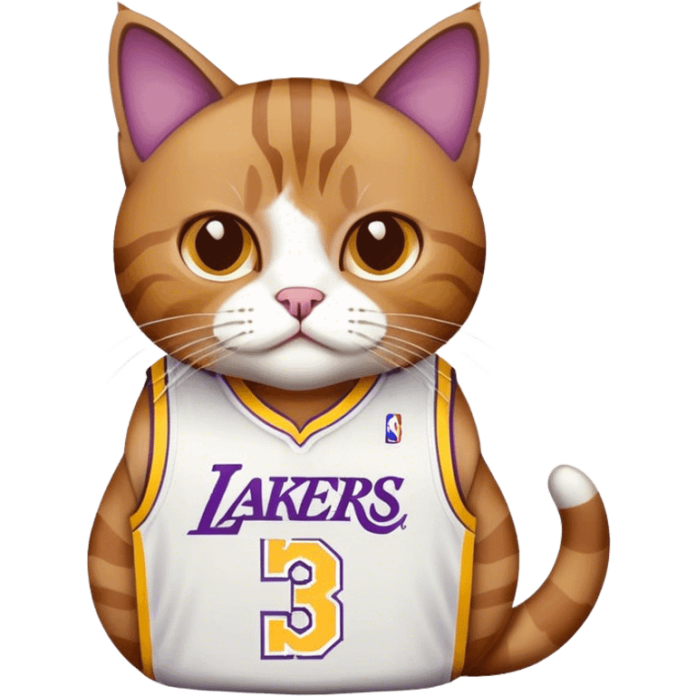 white brown Cat wearing a lakers lebron james jersey  emoji