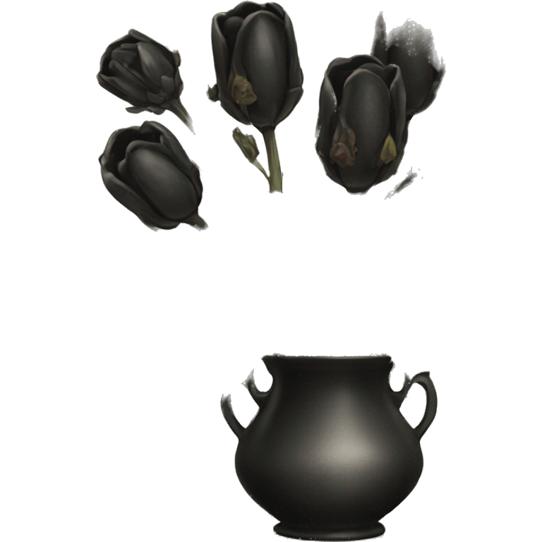 Vintage dead black flowers and pods in vase emoji