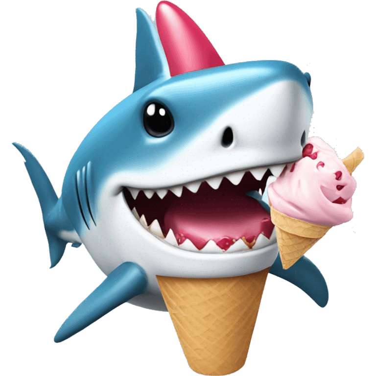 shark eating ice cream with a hat emoji