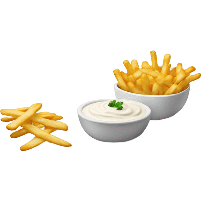 ranch dip with fries, in the style of IOS emoji emoji