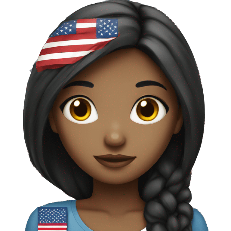 A black haired girl with USA flag  emoji