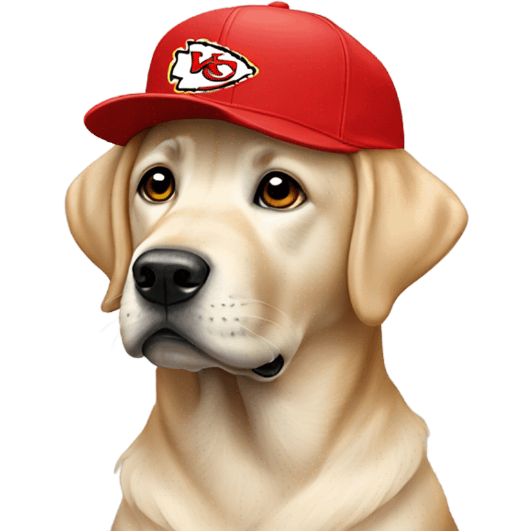 Labrador with Kansas City chiefs hat emoji