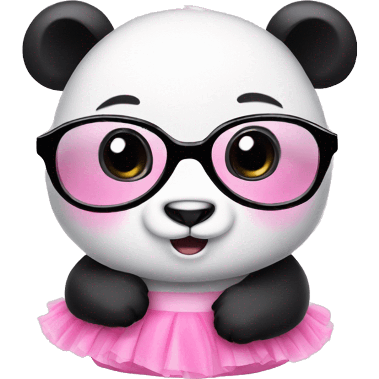 Cute Panda wearing a pink tutu and black glasses  emoji