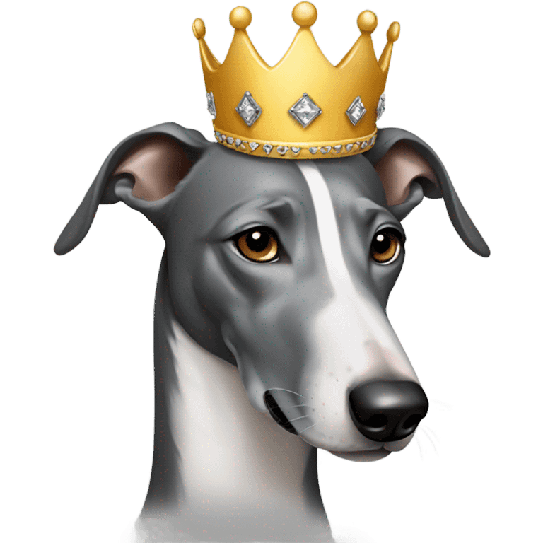 Greyhound wearing crown emoji