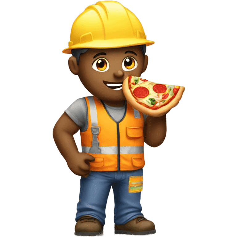 Construction worker eating pizza emoji