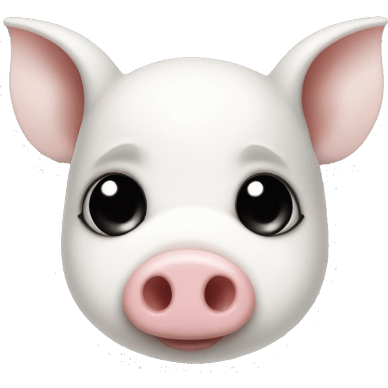 Cute white pig with a black dot on one eye  emoji