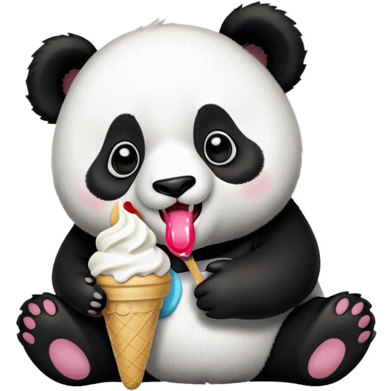 Panda eating ice cream emoji