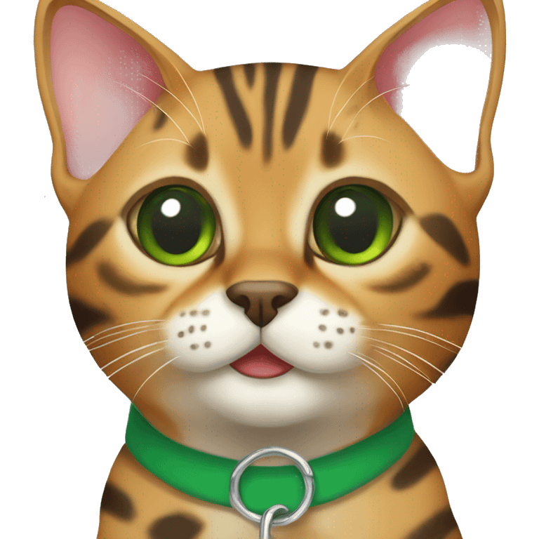 Bengal cat with green collar emoji