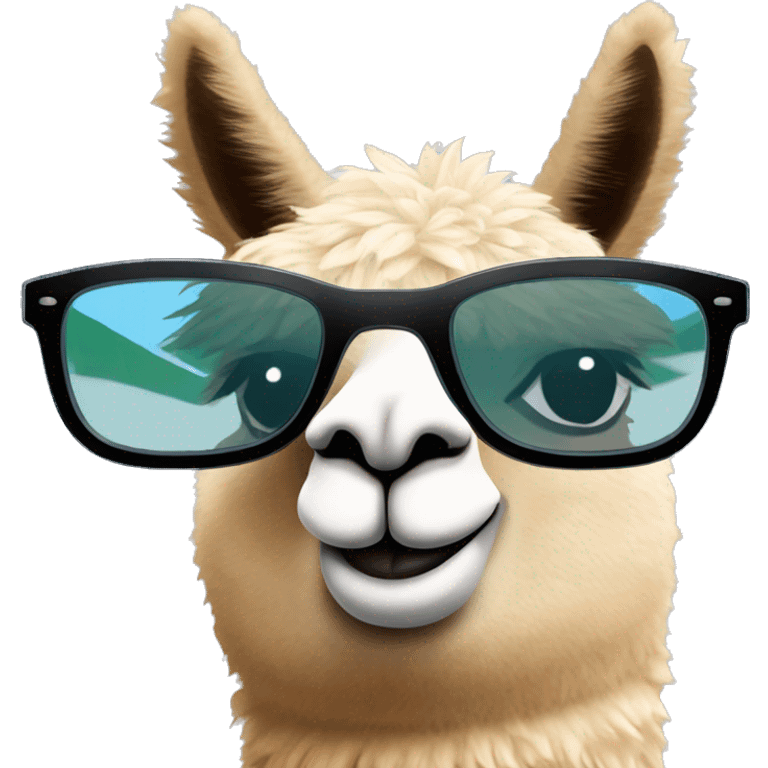 Alpaca usando lentes de sol, y tomando mate emoji