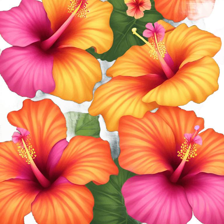 orange yellow and pink hibiscus flower emoji