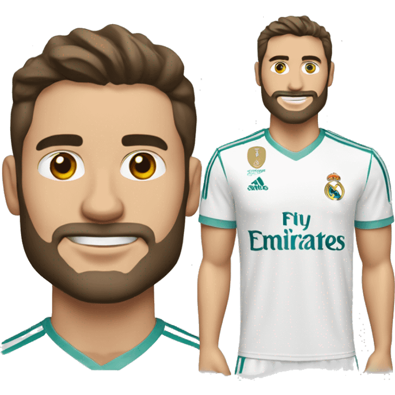 Hombre europeo moreno con camiseta del real madrid emoji