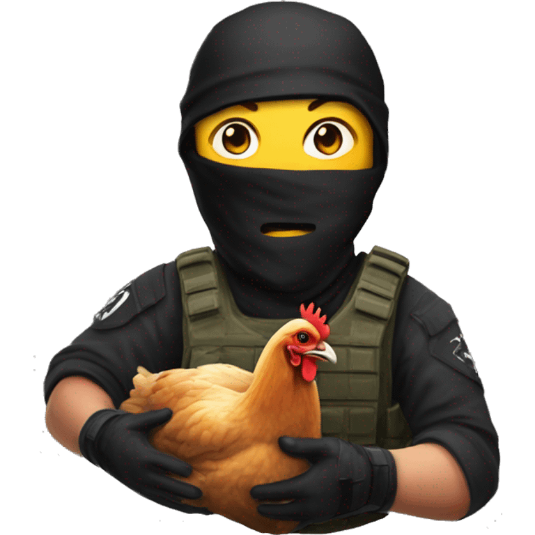 Counter-terrorist from Counter-Strike 2 game, holding chicken in hands emoji