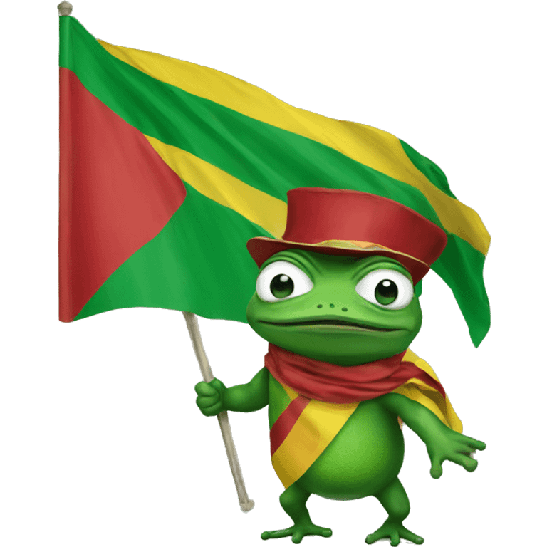 pepe the frog holding flag of Lithuania emoji