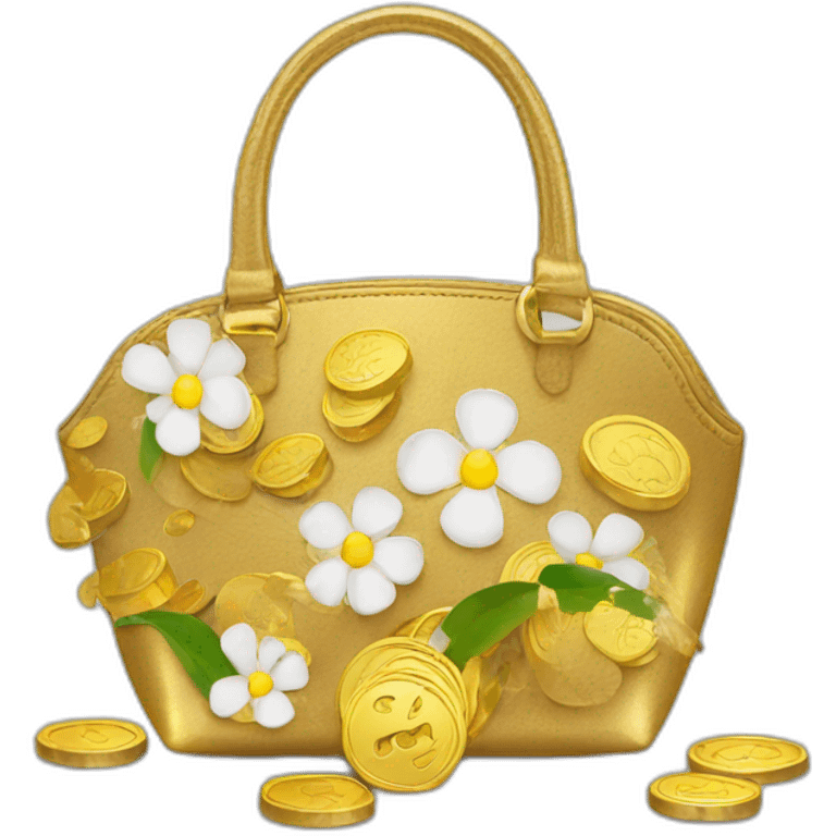 purse with gold coins and flowers emoji