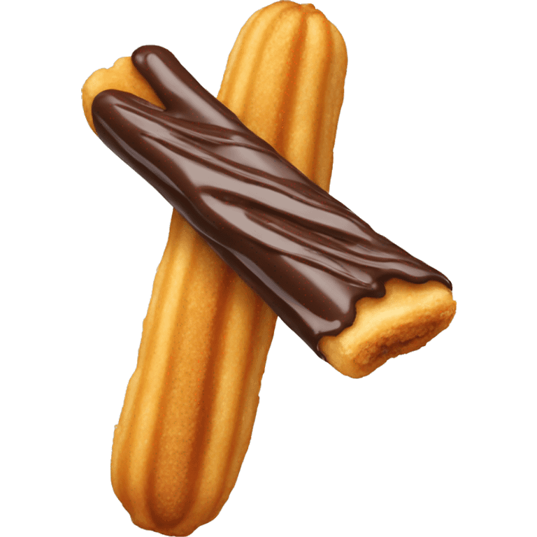 Churro with chocolate dipped tip emoji