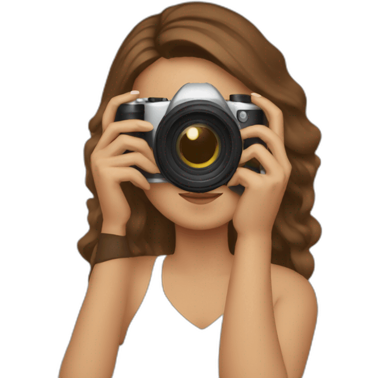 Woman taking photography with brown hair emoji