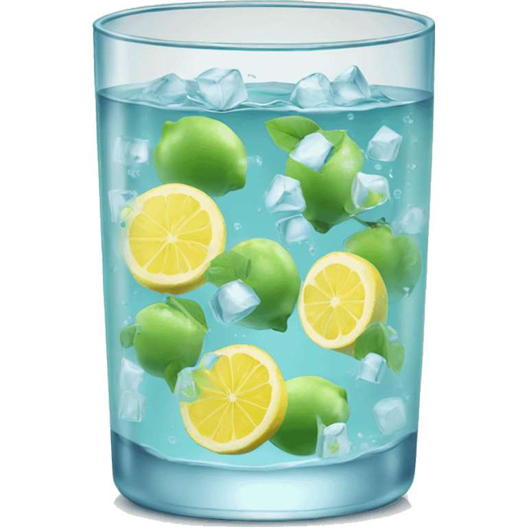 Ice water with green fruits and lemon emoji