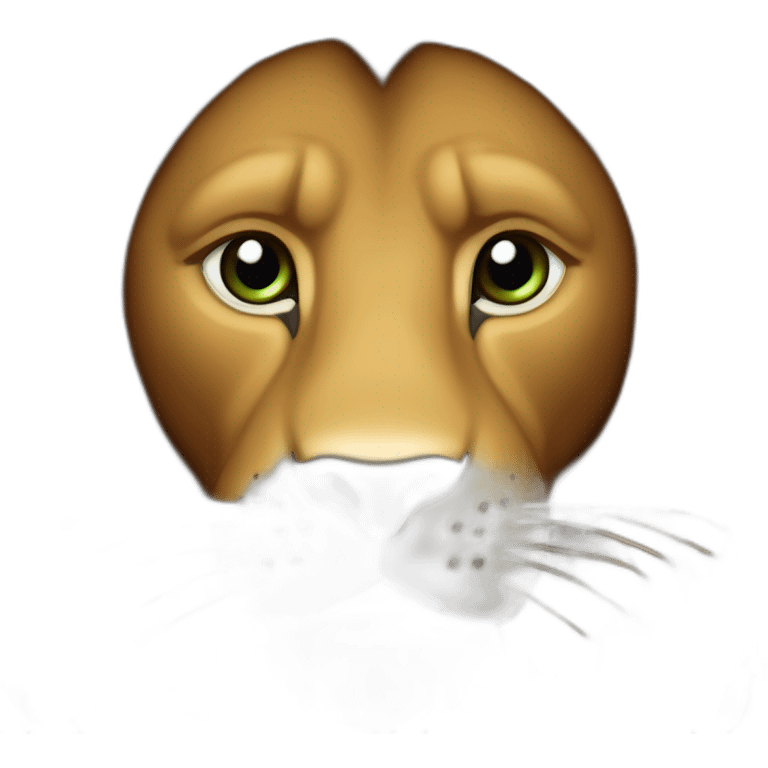 Lion fourrure marron crinière marron foncée yeux verts emoji