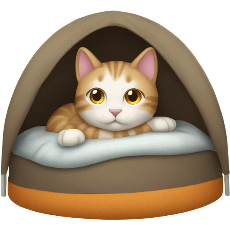 Cozy cat in a cozy tent emoji