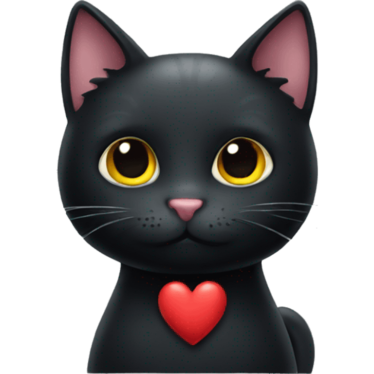 Black cat with heart emoji