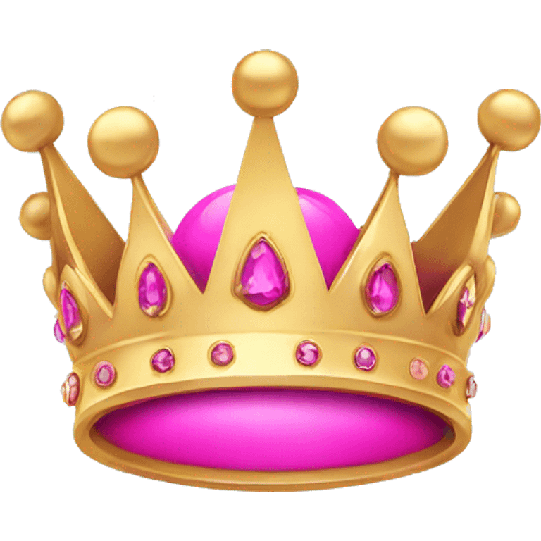 Simple gold queen crown with pink jewels emoji