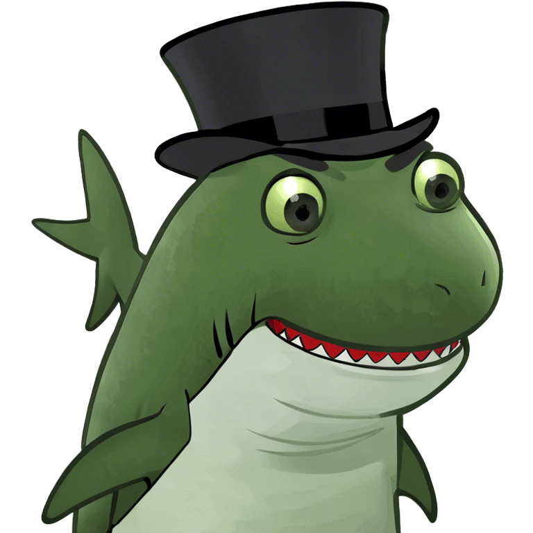 Shark with a top hat emoji