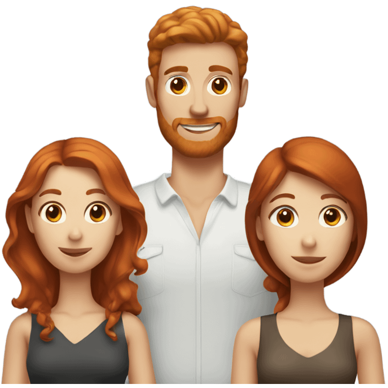 2 redhead women and a brunette male
 emoji