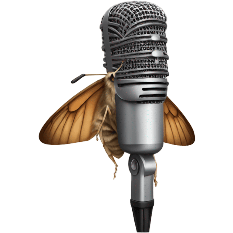 Moth singing on a microphone emoji