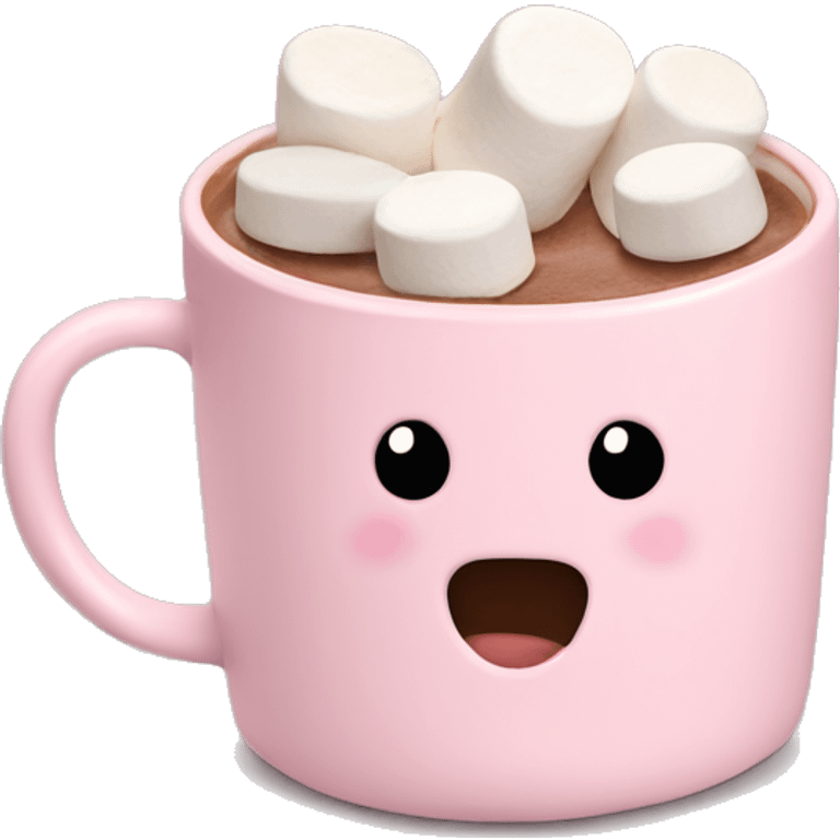 Light Pink mug of hot chocolate with marshmallows  emoji