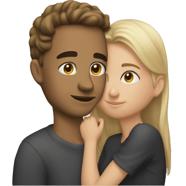 A guy kissing a girl on the cheek emoji