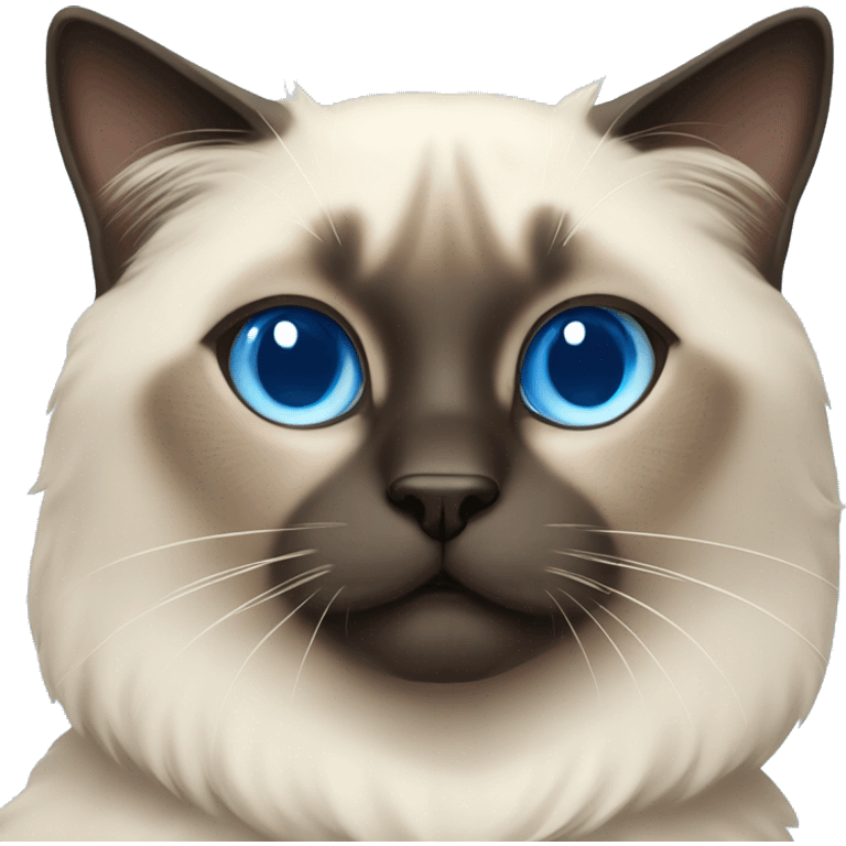 Siamese fluffy cat with blue eyes emoji