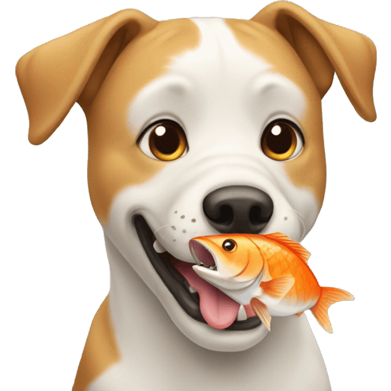 Dog eating a fish emoji