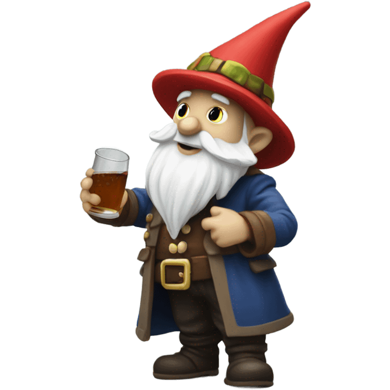 Pixel gnome pouring some rum on the ground emoji