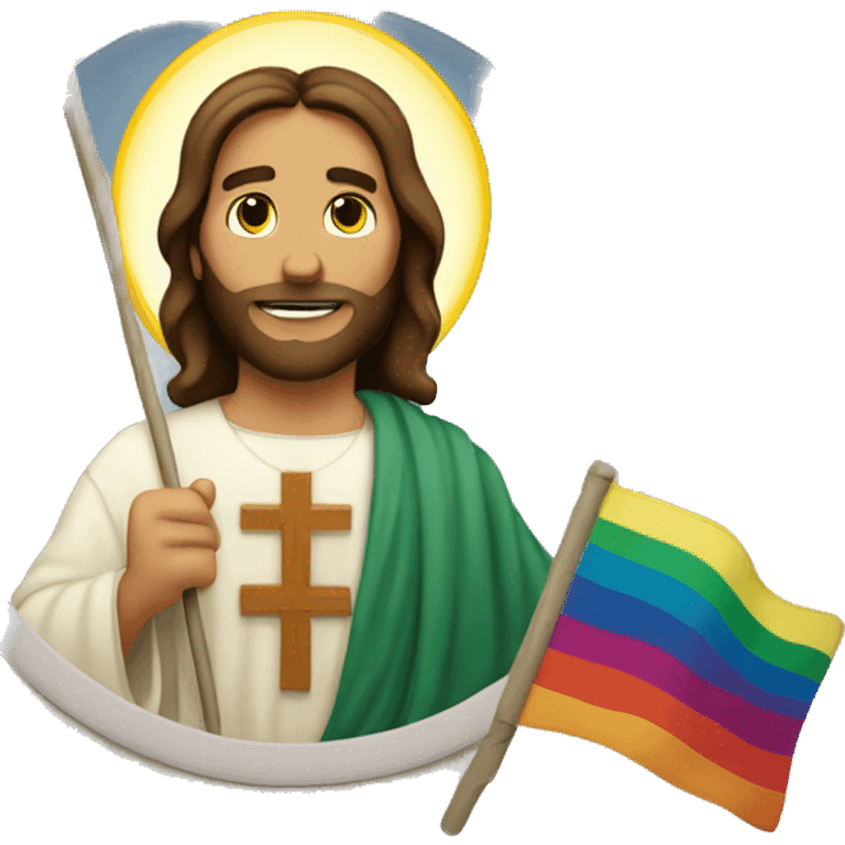 Jesus Christ with pride flag emoji